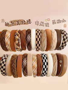 Retro Brown Hairband Women's High Hairline Wide Edge Anti-slip Hair Clip Headwear Simple Stylish Korean Style Hair Accessories
