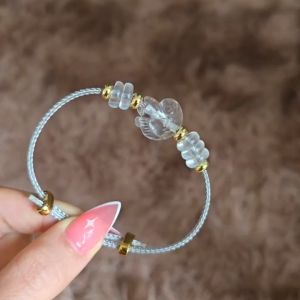 Vòng ngũ điếu hồ ly Thạch Anh Trắng dây cáp freesize cho mệnh Kim và Thuỷ - Phong Thuỷ TUDO