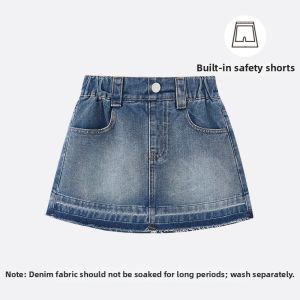 iplant | Fringed A-Line Denim Skirt for Middle and Large Size Kids