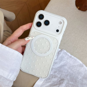 Polka Dots Magnetic Candy Color Phone Case For iPhone 17 16 15 Pro Max for Magsafe Wireless Charge Translucent Skin Feel Cover