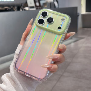 Colorful Gradient Transparent Aurora Glitter Phone Case for iPhone 17 16 15 Pro Max Lens Camera Protection Shockproof Back Cover