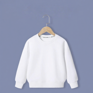JS | Spring and Autumn Kids Hoodie Pure Black Round Neck