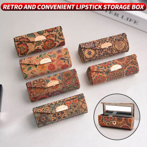 1 piece - Advanced Retro Lipstick Storage Box with Mirror - Mini and Convenient Easy to Carry Lipstick Box for Going Out