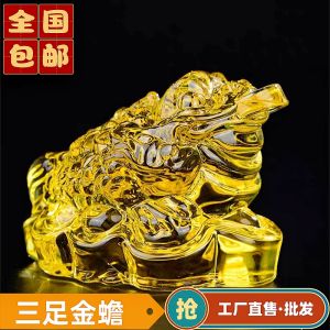 Đồ Trang Trí Phong Cách Trung Hoa Mới Bằng Thủy Tinh Màu Vàng Hình Con Rùa Vàng Đồ Trang Trí Bàn Làm Việc Văn Phòng Quà Tặng Khai Trương