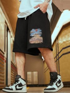 Loose Cotton Basketball Shorts Mens Summer Casual Pants plus Size Five-Quarter Length Big Code Sports Wear Comfortable Fit