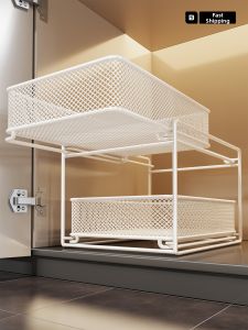 evesigar | Bathroom Under Sink Storage Rack On Wheels