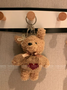 Mmmpink South Korea Ins Cute Cartoon Sweater Bear Keychain Pendant Curly Teddy Bear Bag Decoration