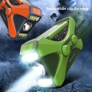 Đài Phát Thanh Khẩn Cấp Năng Lượng Mặt Trời Quay Tay 10000mAh Với Chức Năng FM AM WB Cảnh Báo Thời Tiết NOAA Đèn Pin LED Loa SOS & Chức Năng Sạc Dự Phòng