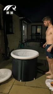 Portable Foldable Bathtub Thickened Adult Bath Tub Home PVC Bathing Shower Bucket 80x70cm