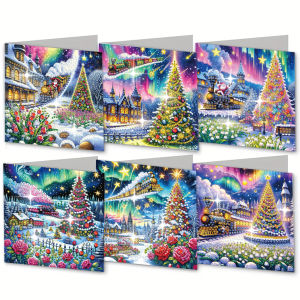 6-piece DIY diamond painting set Christmas theme greeting card wishes and wishes unique design