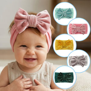 Velvet Bow Baby Turban Headband 11 Colors Stretch Head Wrap Newborn Girls Hair Gift Party Wedding Daily Photoshoot 0-24M