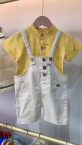 jas Pakaian anak anak usia 0-4 tahun setelan Kemeja + overall Anak Laki laki Musim Panas Nyaman Katun setelan Kerja bayi Dua Potong Set Fashion