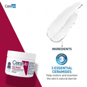 CeraVe Itch Relief Moisturizing Cream 340g 1% Pramoxine Hydrochloride 3 Ceramides Steroid Free Temporary Relief Dry Skin Itching Barrier Repair Face & Body Soothing Moisturizer