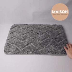 [SG STOCK] Microfiber Foam Thick Floor Mat Anti Slip Water Absorbent Rug For Stylish Bathroom Kitchen Doormat ZigZag
