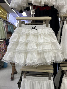 Sweet Lace Splicing Cake Skirt Mini High Waist A-Line Short Half Body Womens Fashion Spring New Arrival Butterfly Knot