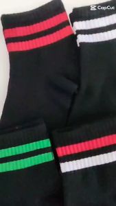 Kaos kaki Motif Garis Strip Old School Skate Retro Pria Wanita 3 Pasang