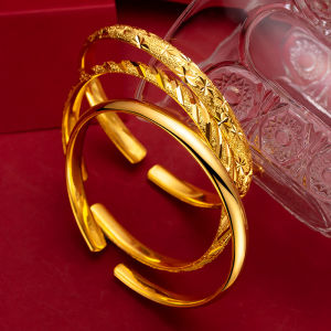 Women's Open Hand Bracelet: Full of Stars & Glossy Sand Gold Washable New Chinese Style Enhancing Jewelry