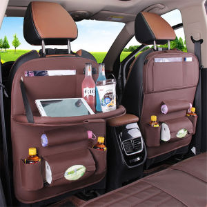 New Elegant Leather Car Back Seat Organizer with Foldable Table and Multi-Pocket Storage