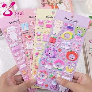 Rabbit Doll Dress UP 3D Bubble Stickers Premium Quality Anak patung 3D Bubble stickers Tukar Baju Mainan Perempuan