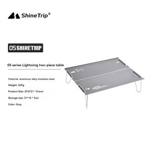 ShineTrip | ShineTrip Lightweight Outdoor Folding Table Aluminum Alloy Two Piece Detachable Tea Table Portable Barbecue Coffee Table