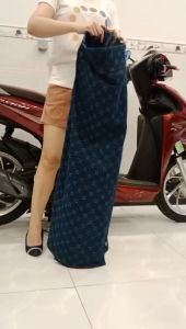 Váy xẻ tà jean bông wash mềm