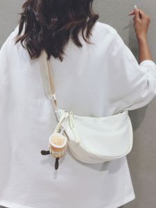 Fresh Simple Canvas Nylon Dumpling Shaped Crossbody Bag for Women Casual Versatile Small Fashionable Tote Bag Commuting