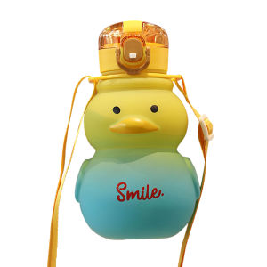 650ml Cute Water Bottle for Girls with Straw Portable Childrens Kawaii Duck Kettle Summer Large Capacity Plastic Drinking Cup