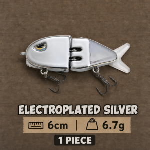 Hopeblaze Mini Two‑Joint Hard Swimbait Electroplated Shiny Silver 3D Laser Eye S‑Shape Lure For Bass Pike Trout Fishing Bait