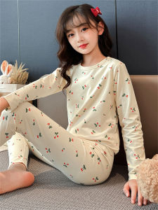 Girls Thermal Pure Cotton Underwear Set Autumn Clothes for Children Warm Base Layer Clothes Suitable for Middle School Students