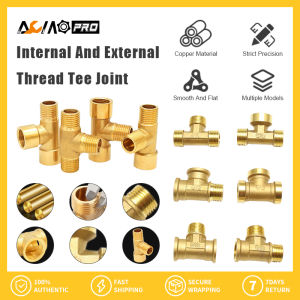 AumoPro 1PC Brass Pipe Fitting Water Oil Gas Coupler Connector Adapter Male Female Thread 1/8 3/8 BSP Tee Type Copper " 1/4" " 1/2"