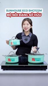 Bộ Nồi Chống Dính Vân Đá Từ SHG1122M Hàng Chính Hãng Sunhouse 3 Size 18 - 20 - 24 cm