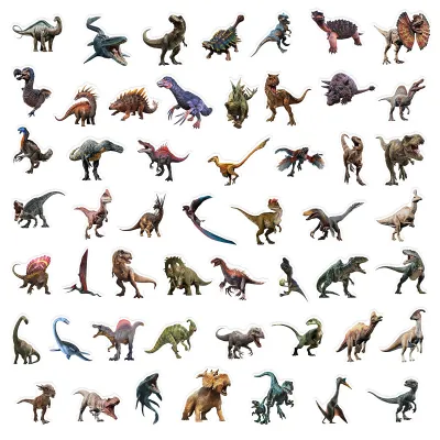 50PCS Dinosaur Stickers Gift DIY Laptop Phone Suitcase Notebook Ancient Animal Sticker Graffiti Decals