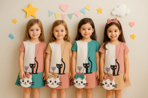 Dress Anak Perempuan - Baju Anak Cewek Bahan Kaos Scuba Fashion GRATIS TAS LUCU 4082