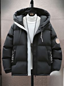 ROMON | Lormen Mens Short Thickened Warm Duck Down Hooded Jacket Winter Style Northeast Cold Resistance Cotton Coat Youth Fashion