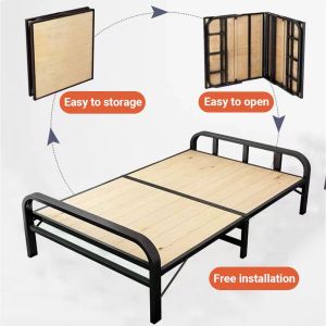 Local Power Katil Lipat Foldable Bedframe Solid Wood Bedroom Furniture/Bed Base/Katil Single Besi Lipat/Katil Bujang Portable Office Bed Rangka Katil 床架