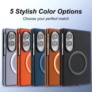 Carbon Fiber For Magsafe Magnetic Business PU Leather Phone Case For Samsung Galaxy Z Fold 8 Ultra 7 6 5 4 3 Shockproof Cover