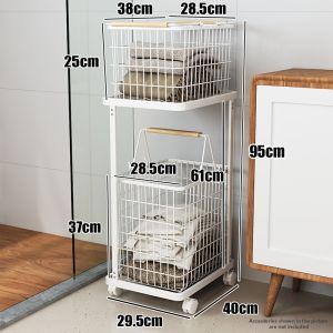 QIMAHUANGZI | 3-Layer Clothes Organizer Storage Basket with Wheels