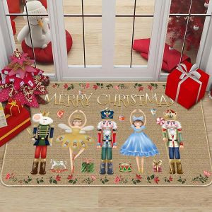 VIKAMA Christmas Nutcracker Series Doormat Stain-Resistant & Non-Slip Entrance Hallway Mat Bathroom Rug Atmospheric Home Decor