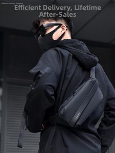 Mens Fashionable Waterproof Motorcycle Riding Backpack Sports Waist Bag Single Shoulder Crossbody Bag Casual Travel Streetwear