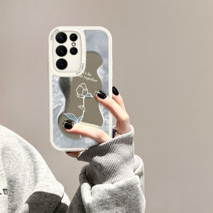 Full Cover Ultra Soft Silicone Case for Samsung S25 with Mirror Beauty Restocking Womens Style Protective Shell Anti-Fall