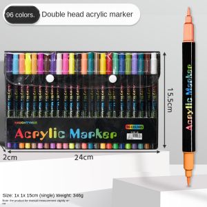 other | 24-96 Colors Acrylic Paint Markers Dual-Tip Fine & Brush Tip Professional Art for Stone Wood Ceramic Glass Calligraphy DIY Craft