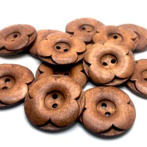 20PCS/Pack 30mm Retro Floral Shape 2 Hole DIY Wood Button For Clothing Scarf Sewing Accessories Wooden Crafts CJCYNK339