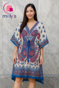 เสื้อโบฮีเมียนตัวสั้น ทรงปีกผีเสื้อ ลายลูกน้ำแฝดใหญ่ มีเชือกรูดปรับขนาดเอว