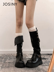 Josiny | Black High-heeled Knee-high Boots Heel Lifting