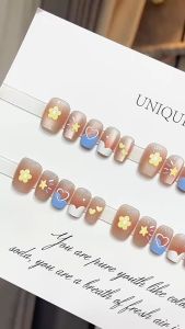 เล็บปลอมสีเจล เล็บปลอมกันน้ำ ชุดเล็บเจล 24 ชิ้น/กล่อง เล็บปลอมสำเร็จรูป เล็บปลอมไซส์ M มาตรฐานสาวเอเชีย มีกาวและตะไบแถมให้