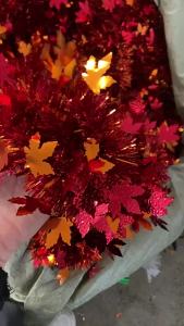 2/10M Maple Leaves Garland Christmas Cane Ribbons Garland Tinsel Leaf Thanksgiving Tree Party Indoor Outdoor Holiday Home Decor