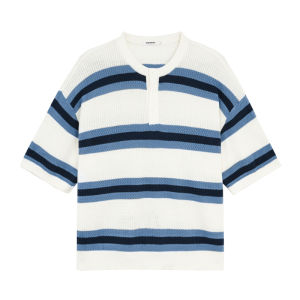 BODYDREAM | Elegant Loose Striped Henley T-Shirt