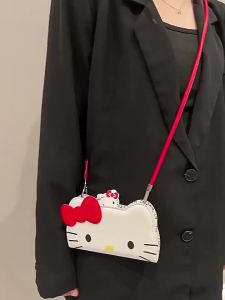 Sanrio | Kawaii Sanrio Hello Kitty Cartoon PU Leather Flip Phone Case for IPhone 17 Pro Max 16 15 14 13 18 Pro Anti-lost Strap Back Cover
