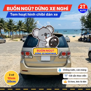 Tem Decal Koala Buồn Ngủ Dừng Xe Nghỉ Ngơi Chibi Sticker Nhắc Nhở Lái Xe An Toàn Dán Ô Tô Xe Máy Chống Nước