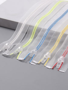 Transparent Resin Plastic Zipper Colorful 5 Size Open Tail Sun Protection Clothing Outerwear Zipper Chain Home Fabric Sewing DIY
